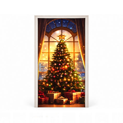 Copriporta natalizio decorato, tessuto per porta 90x220 cm, 8 fantasie, decorazione natalizia con stampa digitale