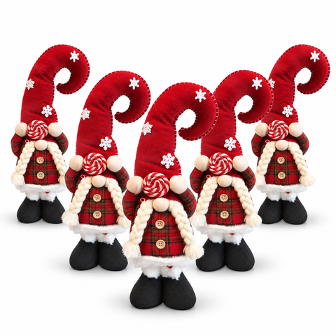 Gnomo di Natale Estensibile 60-80 cm, Soprammobile in Tessuto Tartan