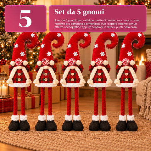 Gnomo di Natale Estensibile 60-80 cm, Soprammobile in Tessuto Tartan