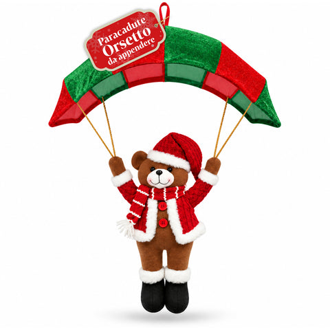 Paracadute Natalizio da Appendere 80 cm con Personaggio di Natale 4 personaggi