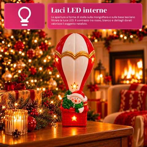 Statuina Natalizia in Ceramica Luminosa 26 cm con LED, 10 Soggetti