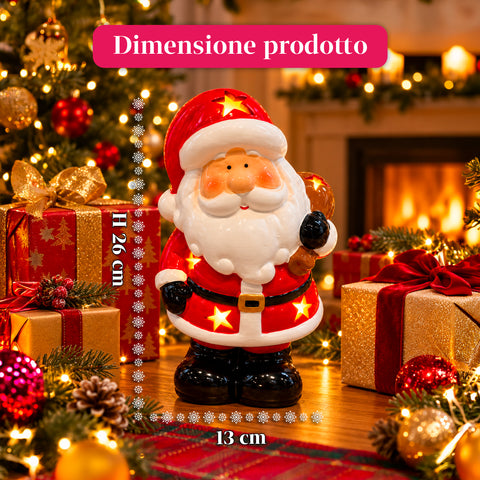 Statuina Natalizia in Ceramica Luminosa 26 cm con LED, 10 Soggetti