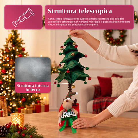 Albero di Natale Estensibile 90 e 95 cm con Pacco Regalo e Personaggi