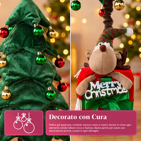 Albero di Natale Estensibile 90 e 95 cm con Pacco Regalo e Personaggi