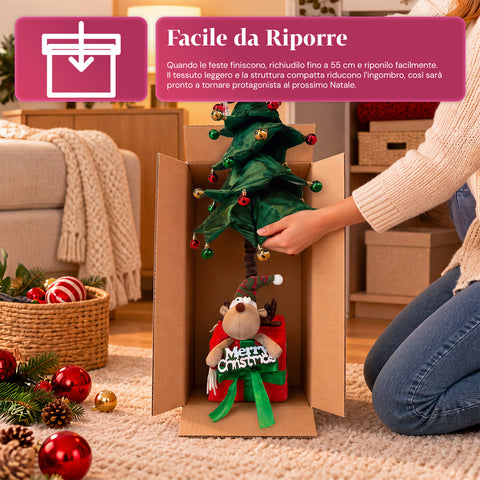 Albero di Natale Estensibile 90 e 95 cm con Pacco Regalo e Personaggi