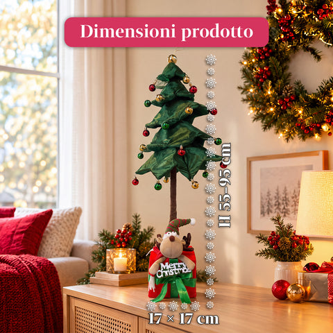 Albero di Natale Estensibile 90 e 95 cm con Pacco Regalo e Personaggi
