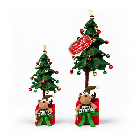 Albero di Natale Estensibile 90 e 95 cm con Pacco Regalo e Personaggi