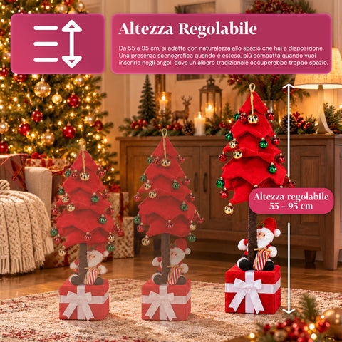 Albero di Natale Estensibile 90 e 95 cm con Pacco Regalo e Personaggi