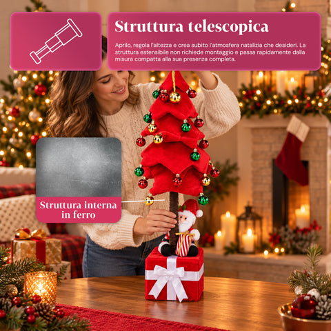 Albero di Natale Estensibile 90 e 95 cm con Pacco Regalo e Personaggi
