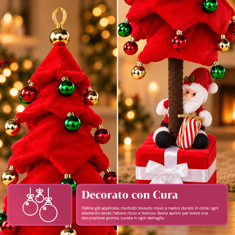 Albero di Natale Estensibile 90 e 95 cm con Pacco Regalo e Personaggi
