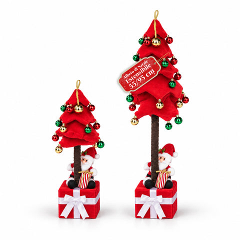 Albero di Natale Estensibile 90 e 95 cm con Pacco Regalo e Personaggi
