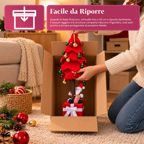 Albero di Natale Estensibile 90 e 95 cm con Pacco Regalo e Personaggi