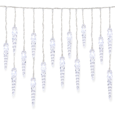 Tenda Luminosa Natalizia Ghiaccioli 176 LED Bianco Freddo 225x140 cm