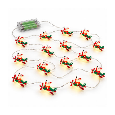 Catena Luminosa a Batteria con Personaggi Natalizi, 20 Mini LED