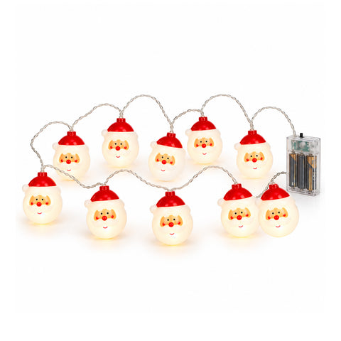 Catena Luminosa Babbo Natale a Batteria, 10 LED Bianco Caldo