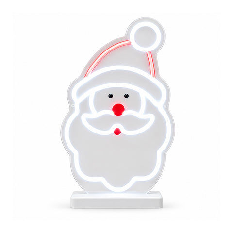Babbo Natale Luminoso Neon LED 25x40 cm, Luce Rossa e Bianca