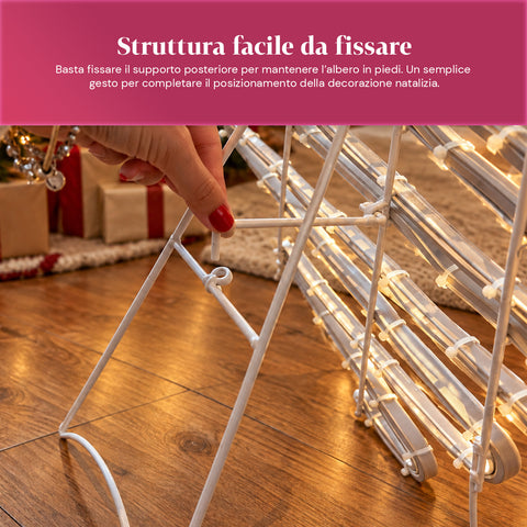 Albero di Natale Luminoso Neon LED 108 cm con Stella, Bianco Caldo