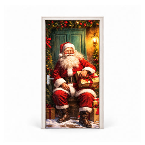 Copriporta natalizio decorato, tessuto per porta 90x220 cm, 8 fantasie, decorazione natalizia con stampa digitale