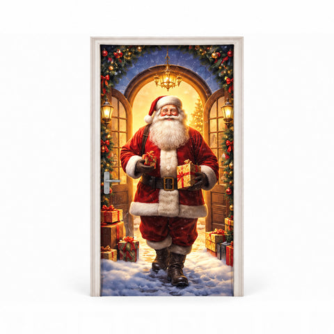 Copriporta natalizio decorato, tessuto per porta 90x220 cm, 8 fantasie, decorazione natalizia con stampa digitale