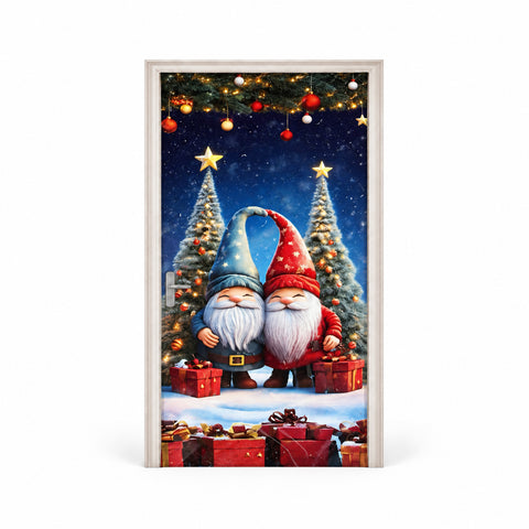 Copriporta natalizio decorato, tessuto per porta 90x220 cm, 8 fantasie, decorazione natalizia con stampa digitale