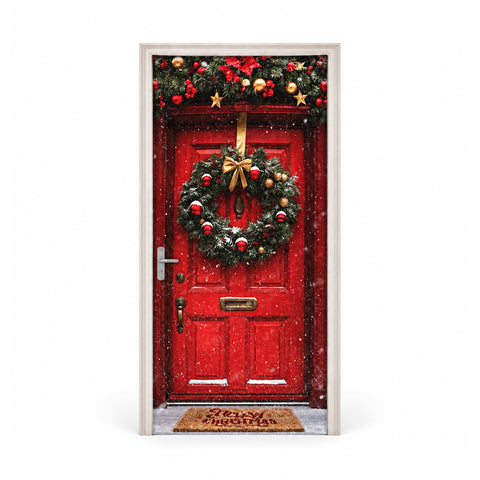 Copriporta natalizio decorato, tessuto per porta 90x220 cm, 8 fantasie, decorazione natalizia con stampa digitale