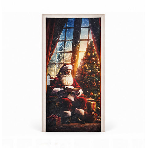 Copriporta natalizio decorato, tessuto per porta 90x220 cm, 8 fantasie, decorazione natalizia con stampa digitale