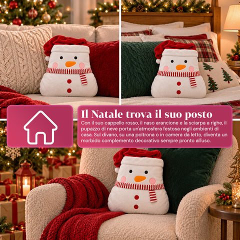 Cuscino Natalizio con Plaid 60x90 cm e Scaldamani 3 in 1, 3 personaggi disponibili
