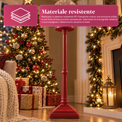 Lampione di Natale con Neve Soffiata, Musica e Luci LED – 3 Varianti: Sfera Bianca o Rossa 150 cm e Cassetta Postale 160 cm