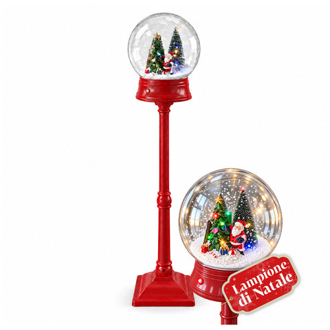Lampione di Natale con Neve Soffiata, Musica e Luci LED – 3 Varianti: Sfera Bianca o Rossa 150 cm e Cassetta Postale 160 cm