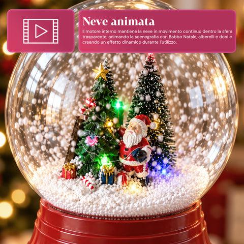 Lampione di Natale con Neve Soffiata, Musica e Luci LED – 3 Varianti: Sfera Bianca o Rossa 150 cm e Cassetta Postale 160 cm