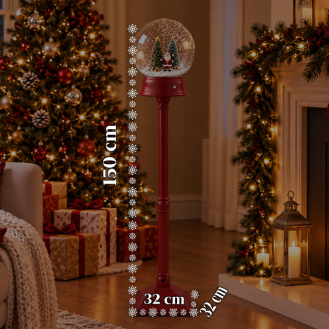 Lampione di Natale con Neve Soffiata, Musica e Luci LED – 3 Varianti: Sfera Bianca o Rossa 150 cm e Cassetta Postale 160 cm
