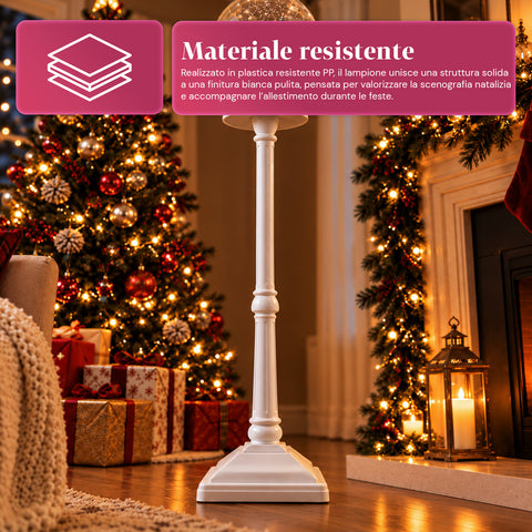 Lampione di Natale con Neve Soffiata, Musica e Luci LED – 3 Varianti: Sfera Bianca o Rossa 150 cm e Cassetta Postale 160 cm