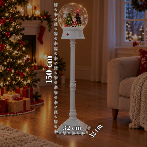 Lampione di Natale con Neve Soffiata, Musica e Luci LED – 3 Varianti: Sfera Bianca o Rossa 150 cm e Cassetta Postale 160 cm