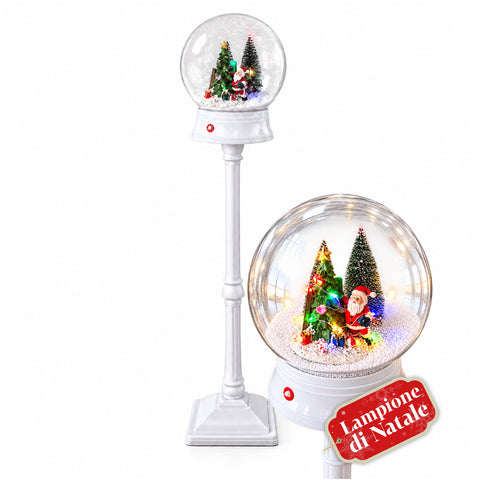 Lampione di Natale con Neve Soffiata, Musica e Luci LED – 3 Varianti: Sfera Bianca o Rossa 150 cm e Cassetta Postale 160 cm