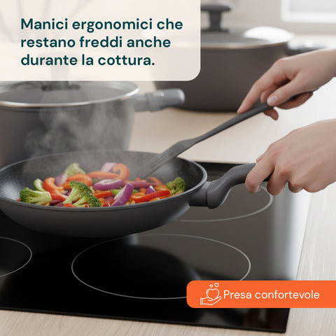 Batteria da Cucina Completa 13 Pezzi in Vari Colori con Mestoli Inclusi
