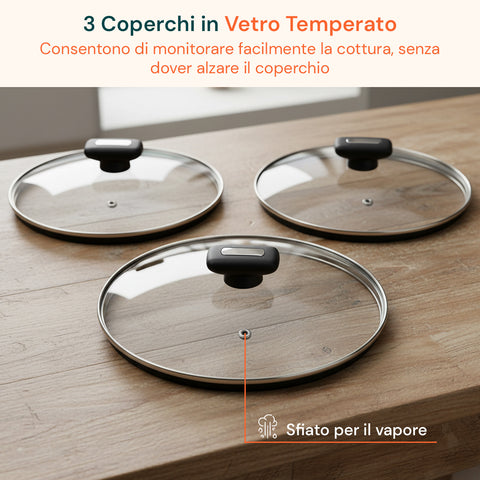 Batteria da Cucina Completa 13 Pezzi in Vari Colori con Mestoli Inclusi