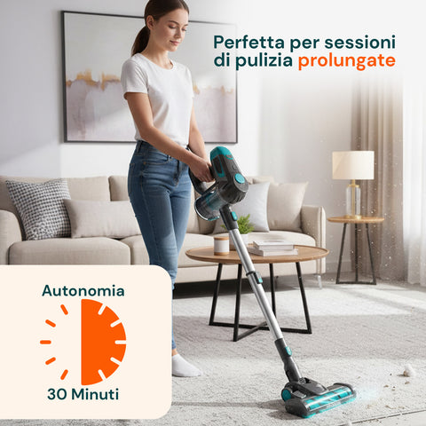 Aspirapolvere Senza Fili 150W con Batteria 22,2V e Autonomia 30 Min