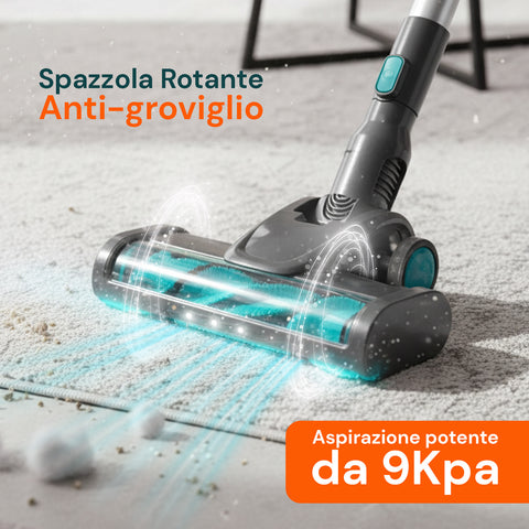 Aspirapolvere Senza Fili 150W con Batteria 22,2V e Autonomia 30 Min