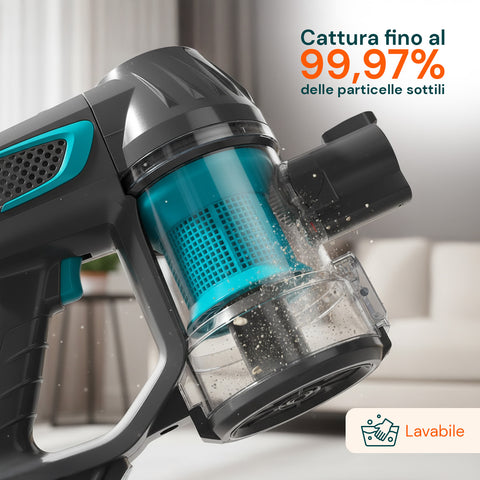 Aspirapolvere Senza Fili 150W con Batteria 22,2V e Autonomia 30 Min