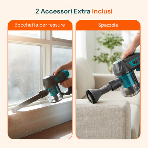 Aspirapolvere Senza Fili 150W con Batteria 22,2V e Autonomia 30 Min