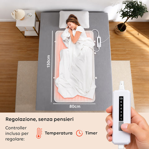 Coperta Termica Elettrica Coprimaterasso con Riscaldamento Rapido e 6 Temperature