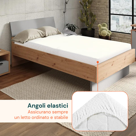 Coprimaterasso in Spugna 100% Poliestere – Estensibile e con Angoli Elasticizzati