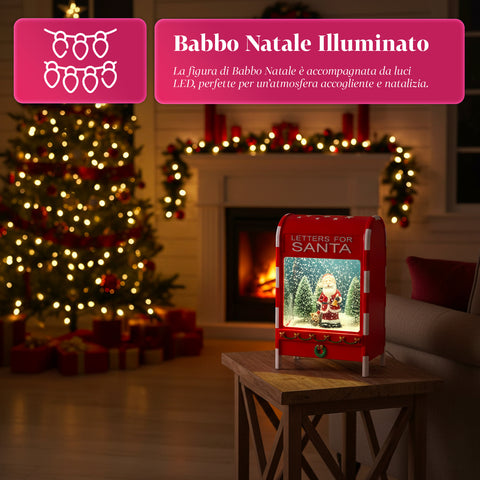 Cassetta Postale di Natale con Babbo Natale – LED, Musica e Effetto Neve