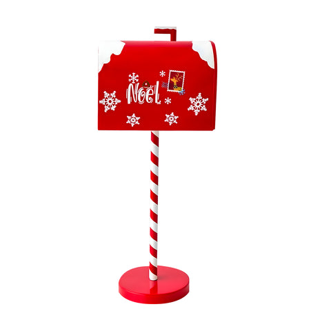 Cassetta Postale di Natale Rossa e Bianca H50 cm in Stile Americano