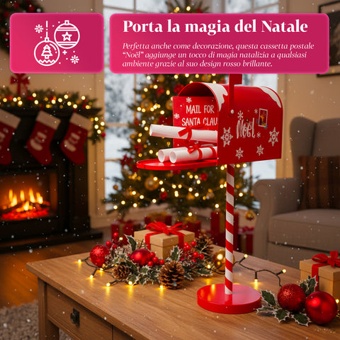 Cassetta Postale di Natale Rossa e Bianca H50 cm in Stile Americano