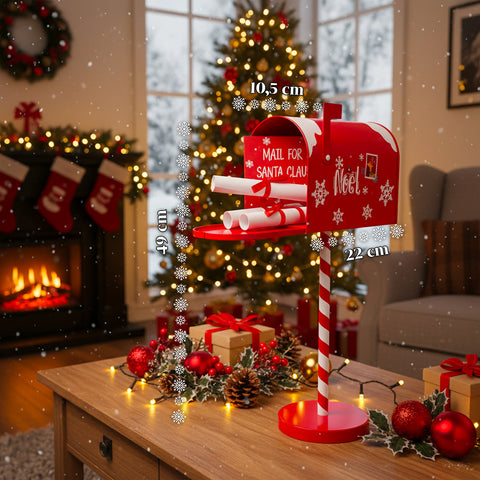 Cassetta Postale di Natale Rossa e Bianca H50 cm in Stile Americano