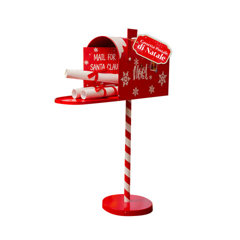 Cassetta Postale di Natale Rossa e Bianca H50 cm in Stile Americano