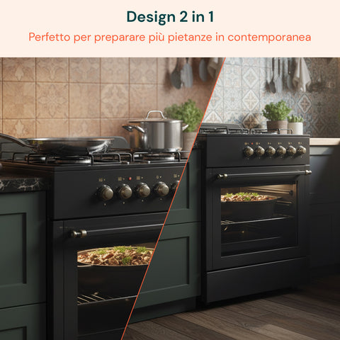 Cucina 60cm con 4 Fuochi e Forno Elettrico 1900W – Classica e Potente
