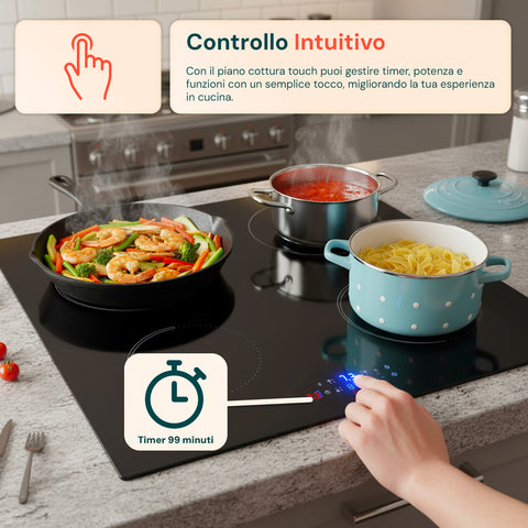 Fornello a Induzione da Incasso con 4 Zone Cottura – Potenza 7200W