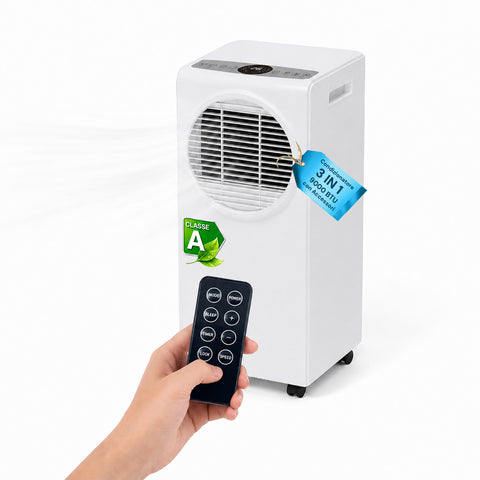 Condizionatore Portatile 9000 BTU 3 in 1 in ABS con Telecomando (Classe A R290), 895W + Timer 24h